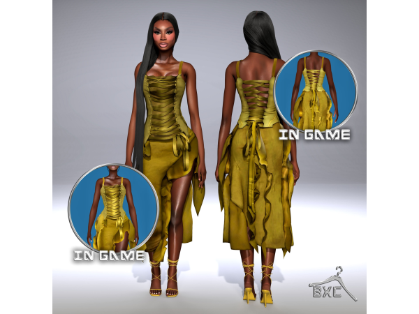 Alpha VERSACE FALL 2003 DRESS by Baddiexsimmer - The Sims 4 Custom Content