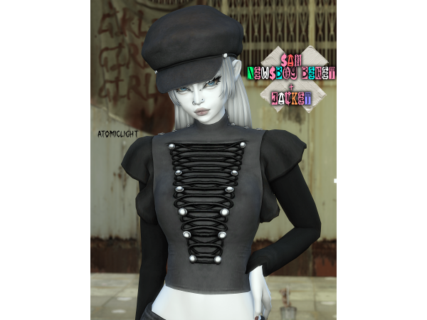 Maxis Match Sam Beret and Jacket by atomiclight - The Sims 4 Custom Content