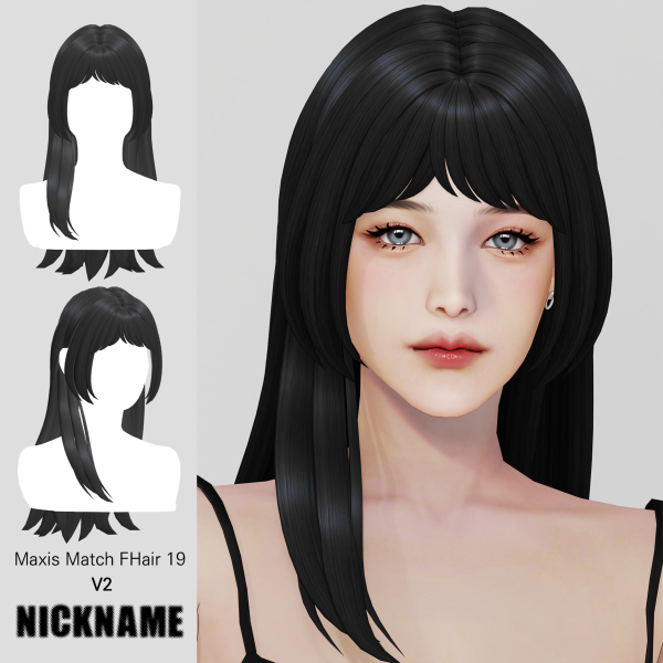 Maxis Match FHair 019 V1 V2 V3 by simsfinds - The Sims 4 Custom Content