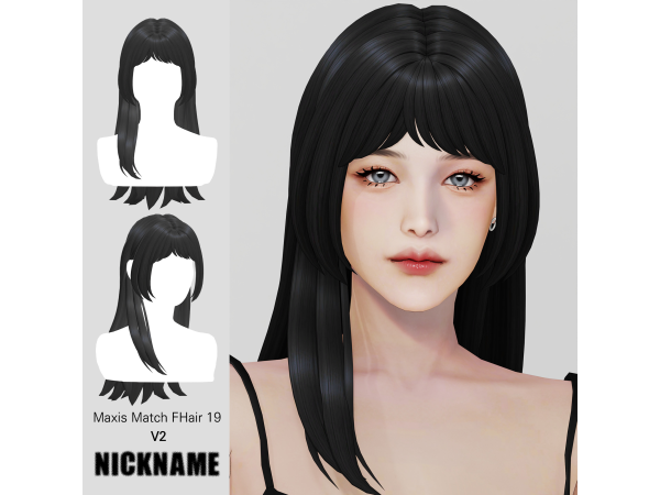 Maxis Match FHair 019 V1 V2 V3 by nickname_sims4 - The Sims 4 Custom Content