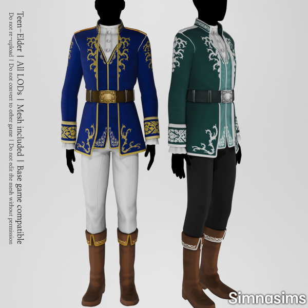 Alpha Male Royal Court Outfit by simsfinds - The Sims 4 Custom Content