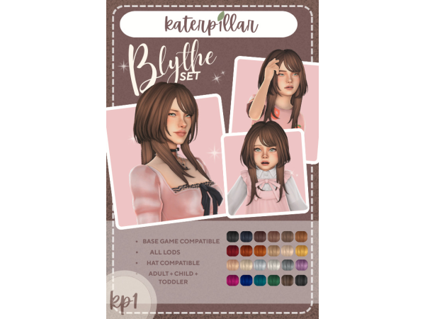 Maxis Match Blythe Hair Set by katerp1llar - The Sims 4 Custom Content