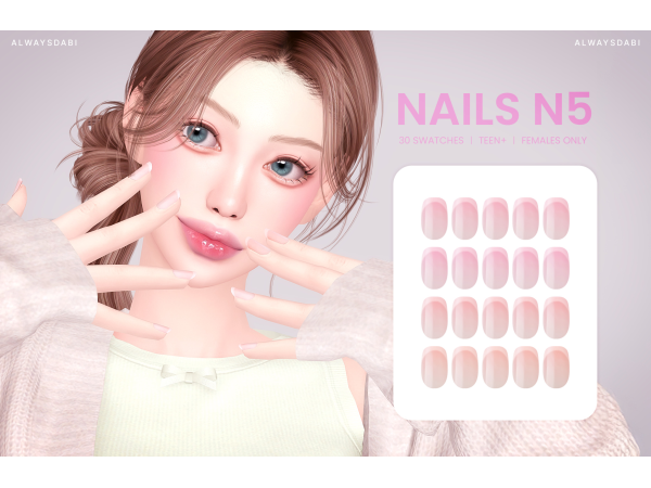 Mix [AlwaysDabi] Nails N5 - The Sims 4 Custom Content
