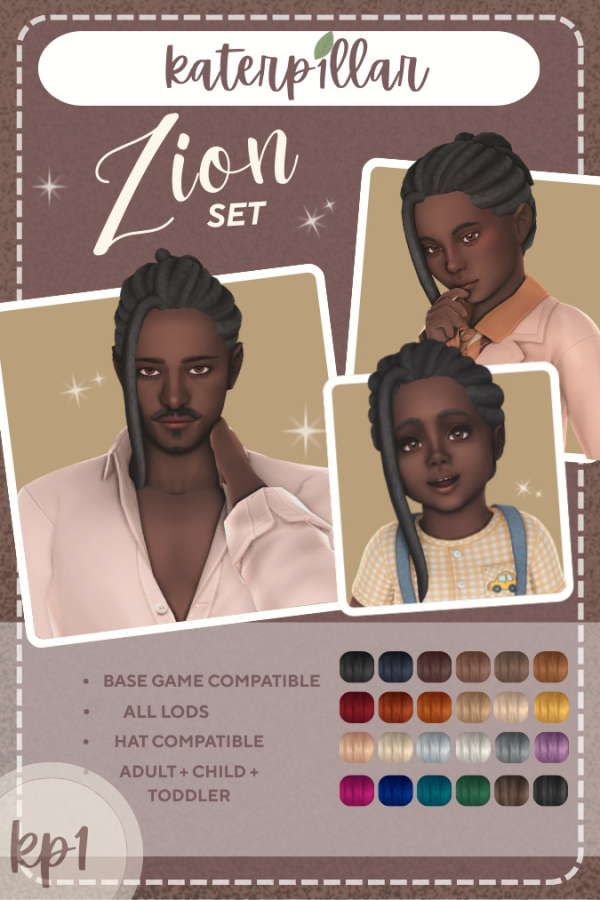 Maxis Match Zion Hair Set by simsfinds - The Sims 4 Custom Content