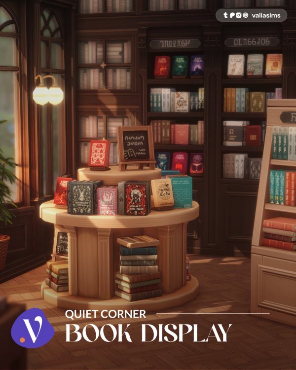 Maxis Match Quiet Corner Book Display by simsfinds - The Sims 4 Custom Content