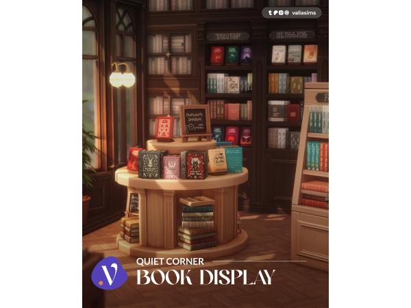 Maxis Match Quiet Corner Book Display by valiasims - The Sims 4 Custom Content