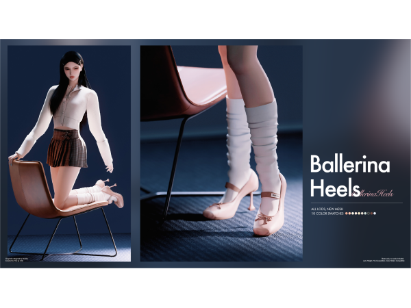 Alpha Miu Miu Ballerina Heels by Chih - The Sims 4 Custom Content