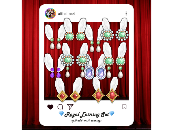 Mix Royal Earring Set by aithsims - The Sims 4 Custom Content
