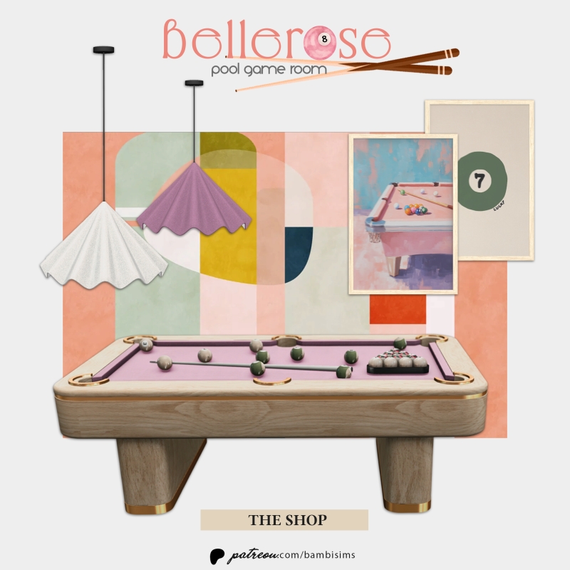 Alpha bellerose pool game room by bambisims - The Sims 4 Custom Content
