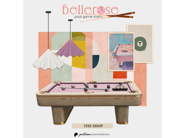 Sims 4 Alpha Paintings CC: bellerose pool game room