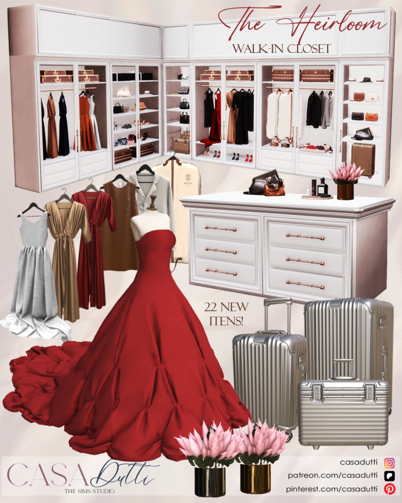 Alpha The Heirloom Walk in Closet by casadutti - The Sims 4 Custom Content