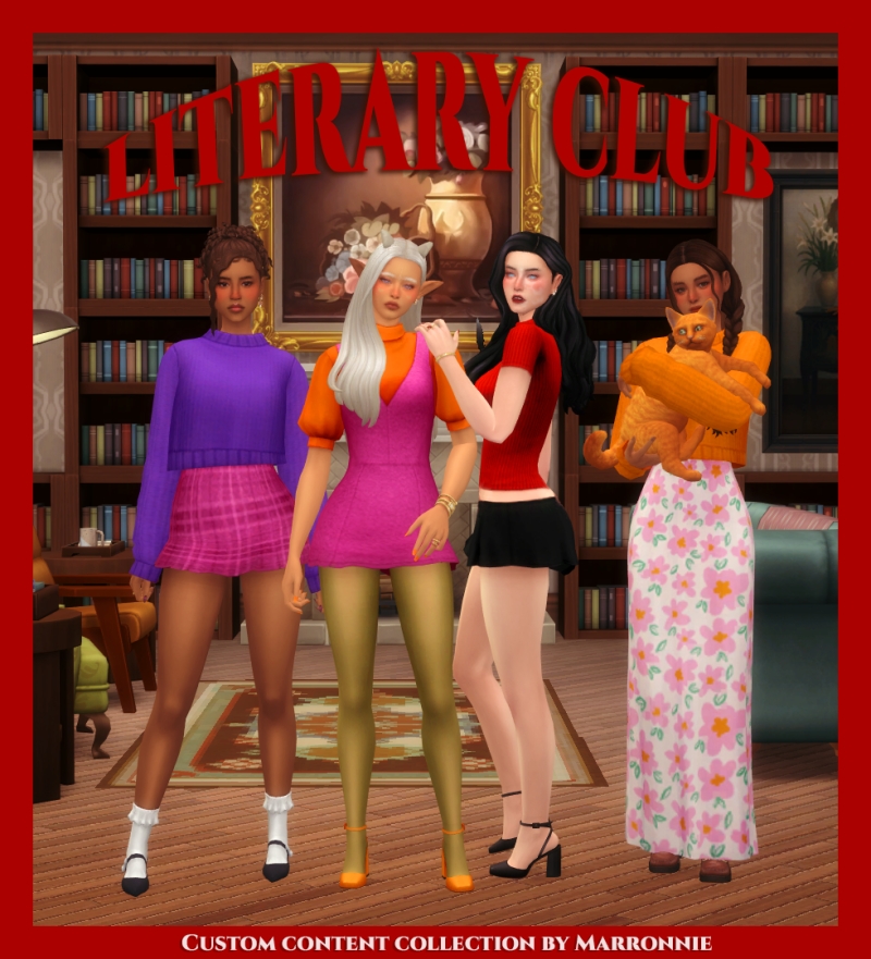Maxis Match Literary Club Collection by marronnie - The Sims 4 Custom Content
