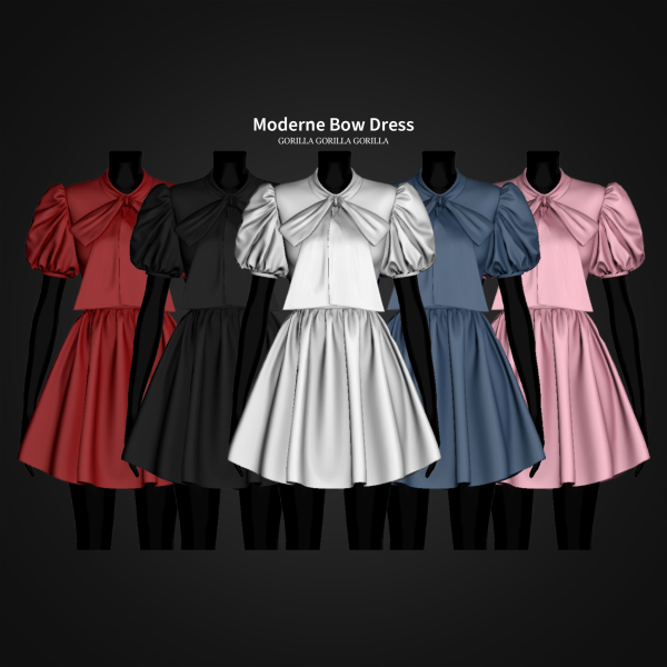Alpha Moderne Bow Dress by simsfinds - The Sims 4 Custom Content