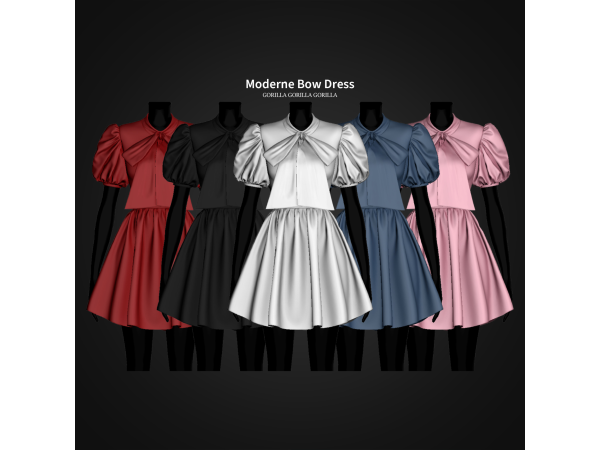 Alpha Moderne Bow Dress by gorillax3 - The Sims 4 Custom Content