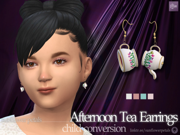 Mix Afternoon Tea Earrings for Kids - The Sims 4 Custom Content