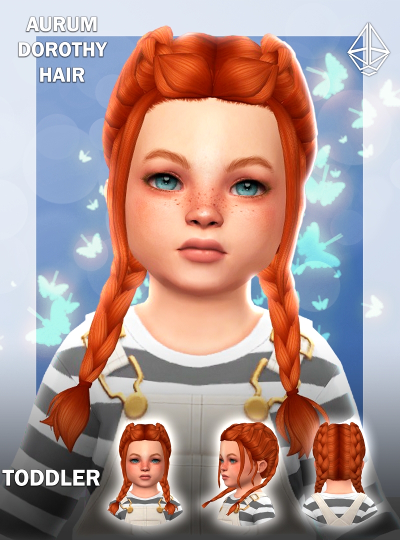 Maxis Match DOROTHY MM DOUBLE BRAIDS for Toddlers by aurum - The Sims 4 Custom Content