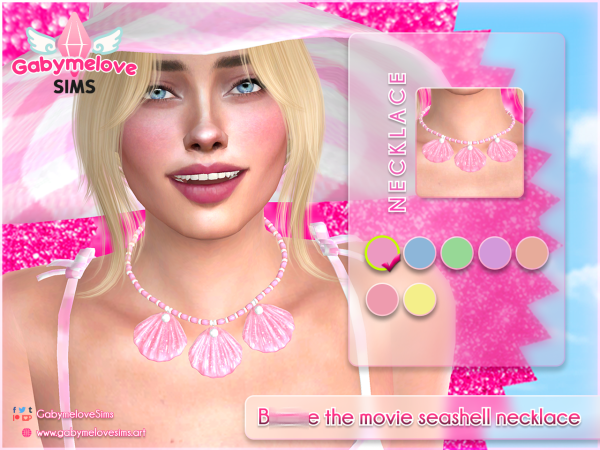 Mix Barbie seashell necklace [HQ compatible] by GabymeloveSims - The Sims 4 Custom Content