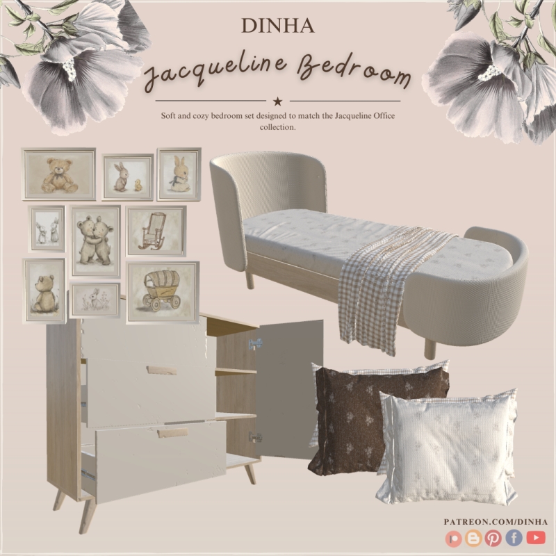 Alpha Jacqueline Bedroom by dinhagamer - The Sims 4 Custom Content