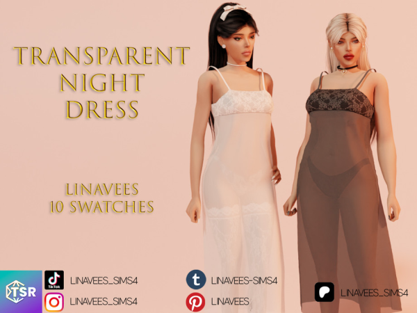 Alpha DAPHNE TRANSPARENT NIGHTDRESS by linavees - The Sims 4 Custom Content