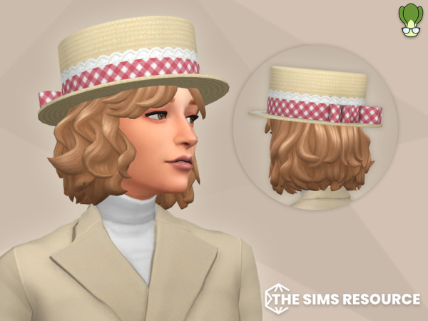 Maxis Match Vintage Boater Hat With Ribbon - The Sims 4 Custom Content