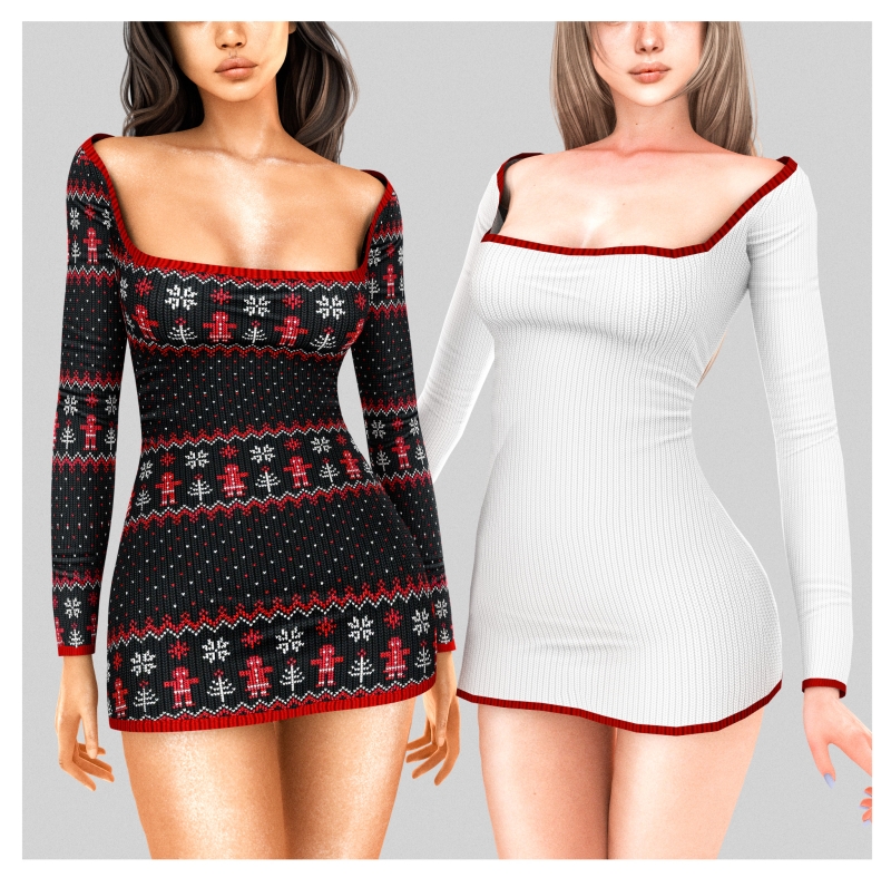 Alpha Xmas dress by unknown66irl - The Sims 4 Custom Content