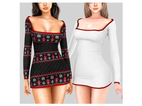 Alpha Xmas dress - The Sims 4 Custom Content