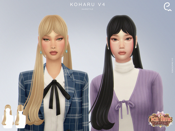 Maxis Match Tea Time Koharu Hairstyle V4 by thesimsresource - The Sims 4 Custom Content