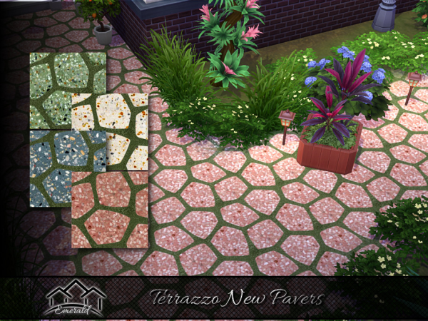 Sims 4 Maxis Mix Terrain Paints CC: Terrazzo New Pavers by Emerald