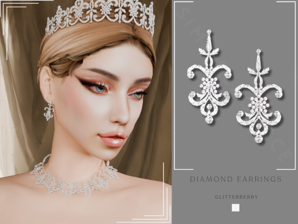 Alpha Patreon Diamond Earrings by Glitterberryfly - The Sims 4 Custom Content