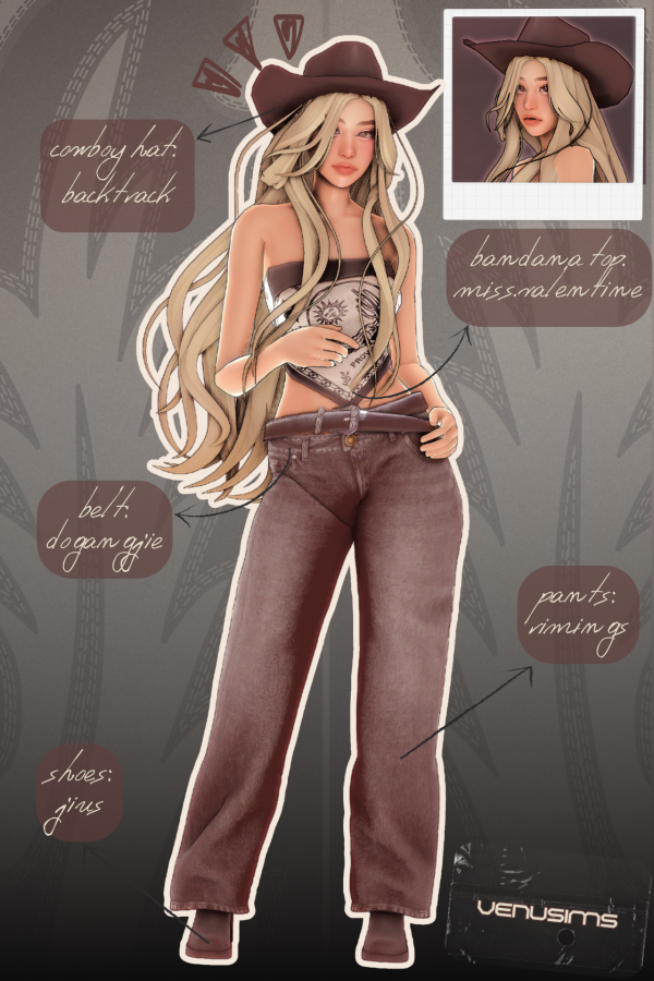 Mix western lookbook 1 by simsfinds - The Sims 4 Custom Content