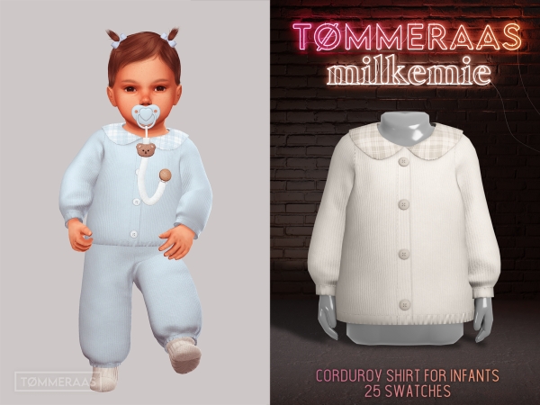 Alpha TØMMERAAS Corduroy Shirt for Infants - The Sims 4 Custom Content
