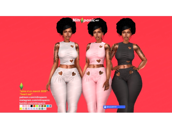 Alpha Nitropanic_Heart Set - The Sims 4 Custom Content