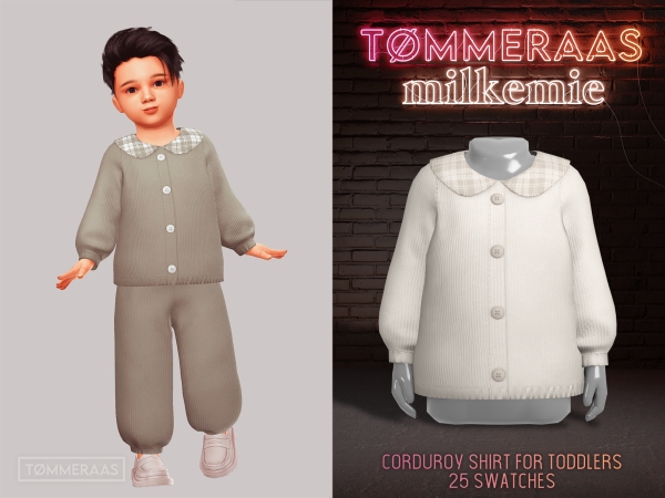 Alpha TØMMERAAS Corduroy Shirt for Toddlers - The Sims 4 Custom Content
