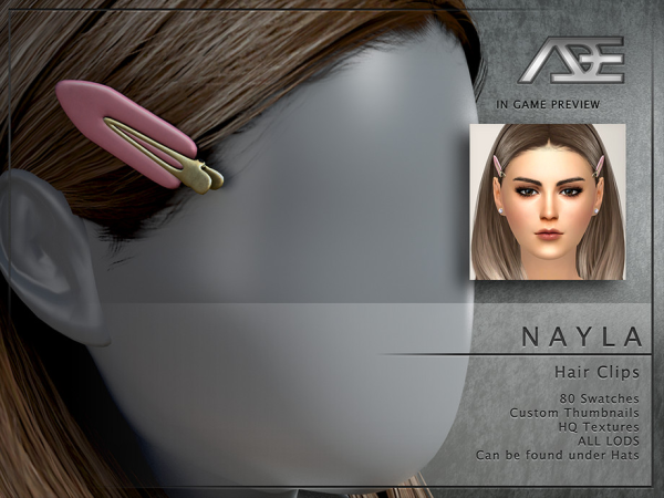 Alpha Nayla Hair Clips (Hat) - The Sims 4 Custom Content