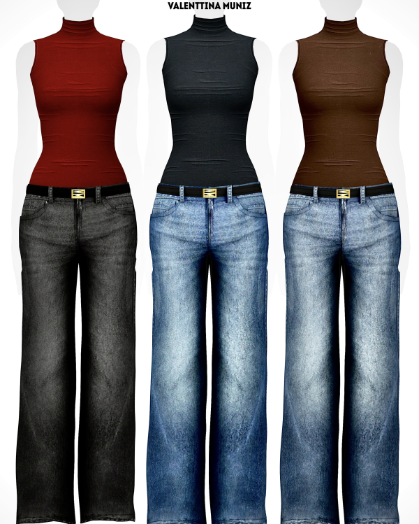 Alpha Carolyn Outfit Denim Collection by valentinamuniz - The Sims 4 Custom Content