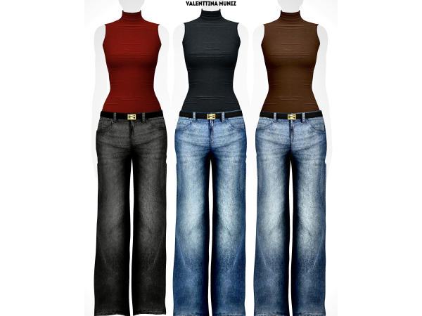 Alpha Carolyn Outfit Denim Collection - The Sims 4 Custom Content