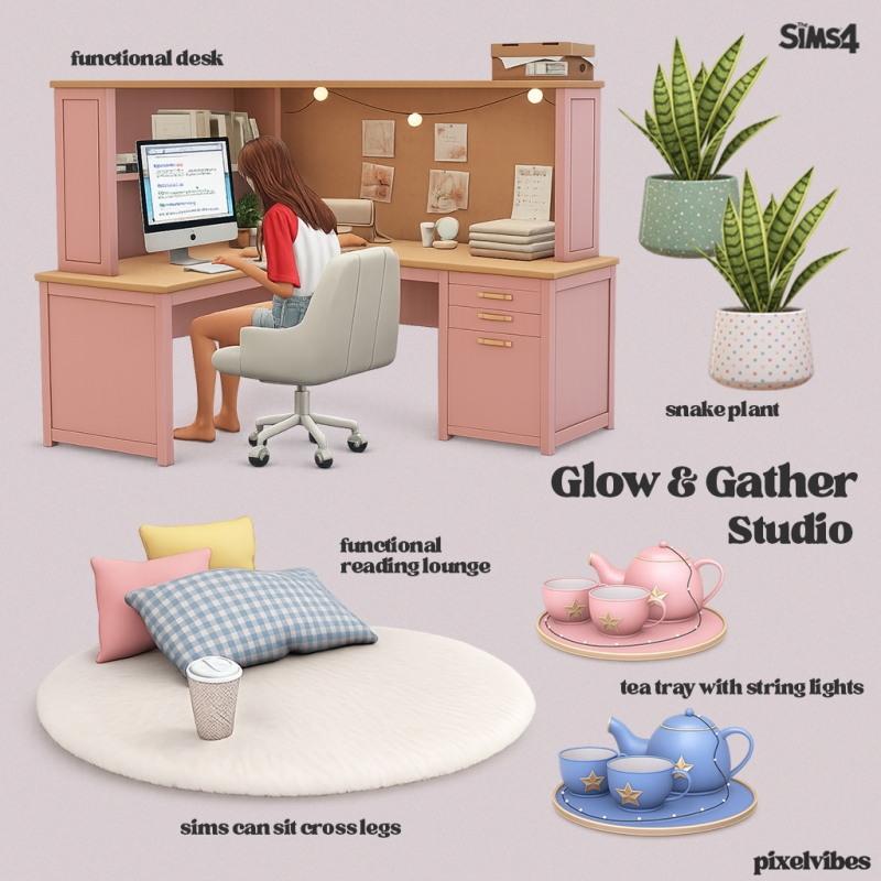 Mix Glow Gather Studio by pixelvibes - The Sims 4 Custom Content
