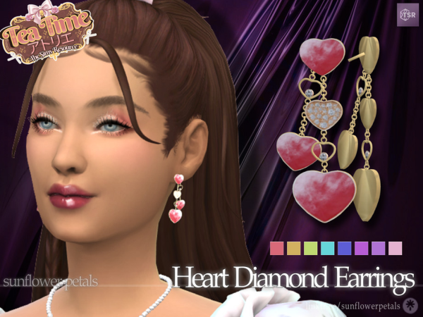 Mix Heart Diamond Earrings - The Sims 4 Custom Content