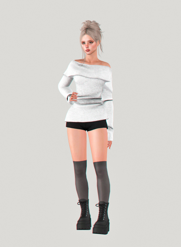 Alpha [CHAMIS]SWEATERSHORTS by simsfinds - The Sims 4 Custom Content