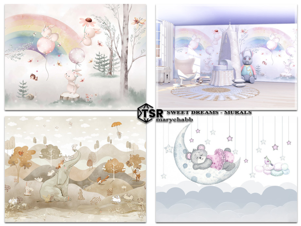 Mix Sweet Dreams Murals for kids - The Sims 4 Custom Content