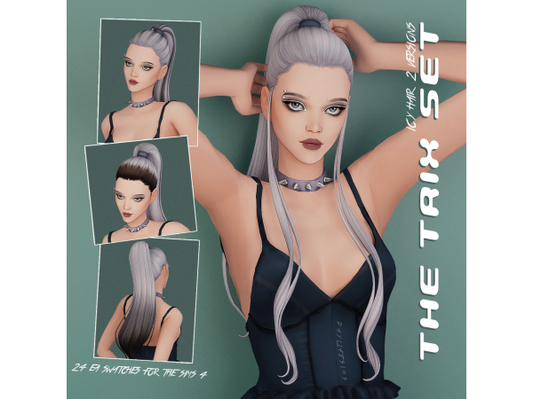 Maxis Match THE TRIX SET Icy Hair 2 versions by daylifesims - The Sims 4 Custom Content