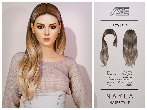 Alpha Nayla Style 2 (Hairstyle) - The Sims 4 Custom Content
