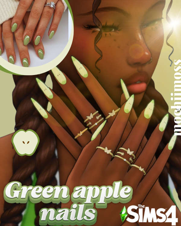 Maxis Match Green apple nails by simsfinds - The Sims 4 Custom Content