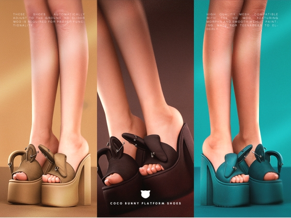 Alpha Coco Bunny Platform Shoes - The Sims 4 Custom Content