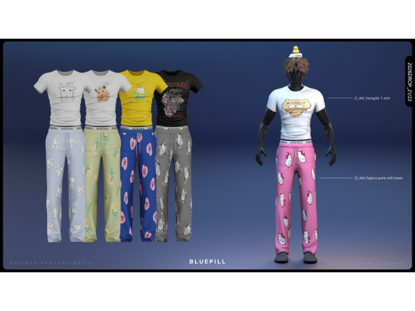 Alpha (Bluepill) 2026DROP_2122_AM Sleepwear set - The Sims 4 Custom Content