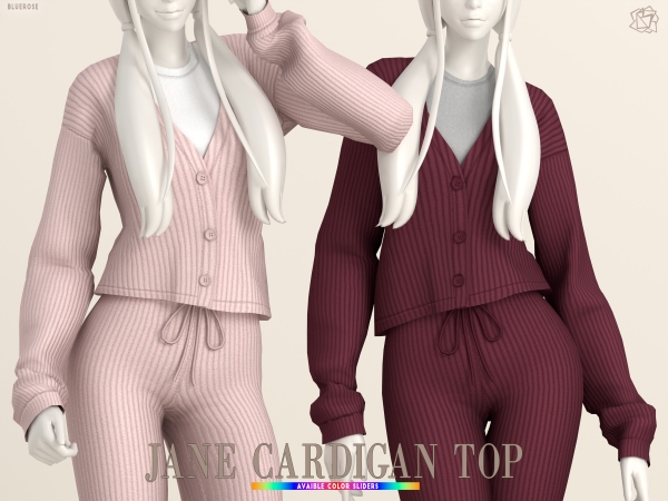 Mix JANE COZY CARDIGAN TOP brsims - The Sims 4 Custom Content
