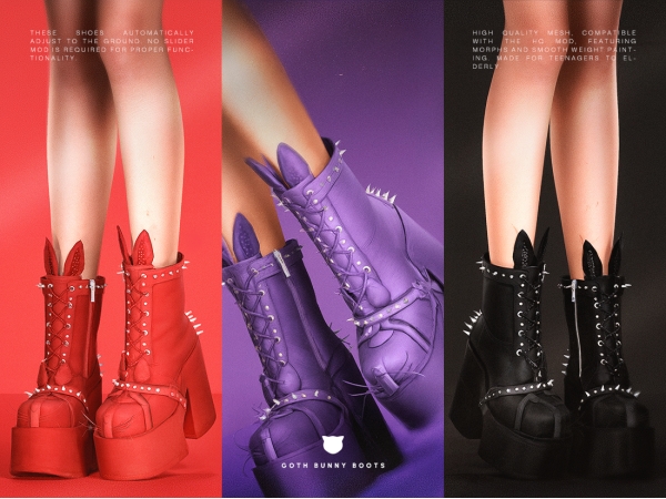Alpha Goth Bunny Boots - The Sims 4 Custom Content
