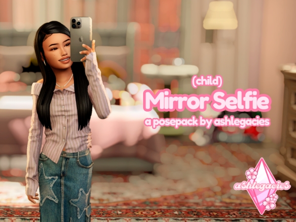 Mix Mirror Selfie (Child) Posepack - The Sims 4 Custom Content