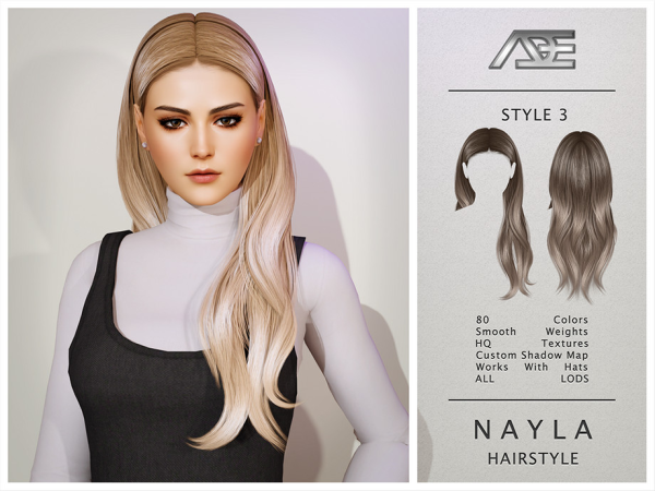 Alpha Nayla Style 3 (Hairstyle) - The Sims 4 Custom Content