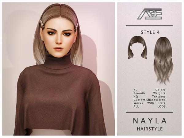 Alpha Nayla Style 4 (Hairstyle) - The Sims 4 Custom Content
